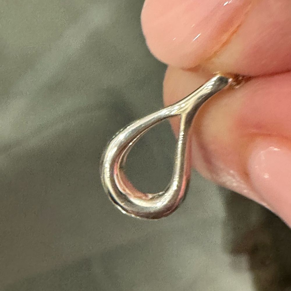 Authentic Tiffany & Co. Silver Open Teardrop Necklace - Picture 12 of 16